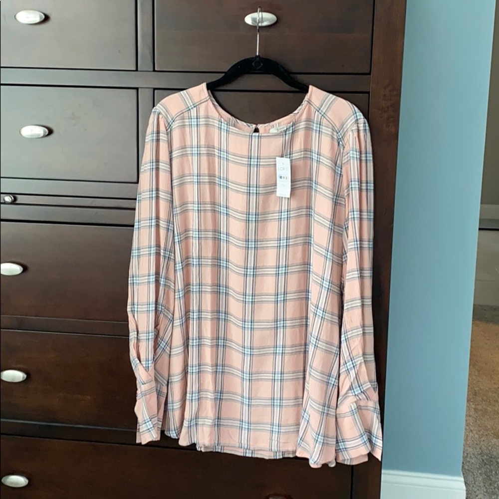 NWT Loft plaid blouse.
